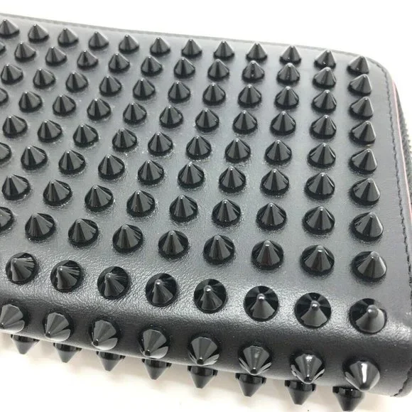 Christian Louboutin Panettone Spike studs Zip Around Long Wallet Leather Black
